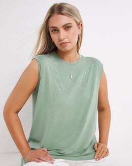 Sparkle Shoulder Stud Jersey Vest