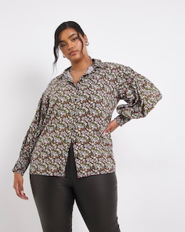 Multi Floral Long Sleeve Dipped Back Shirt
