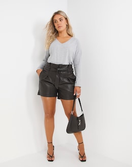 Grey Marl Cotton Long Sleeve Sparkle Stud T-Shirt