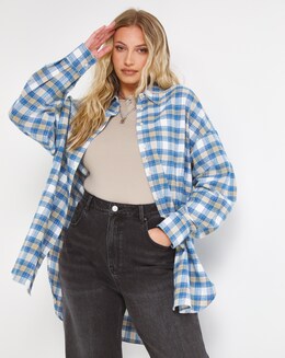 Oversized Blue Checked Boyfriend Shirt
