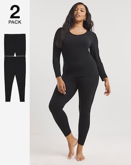 Pretty Secrets (2 Pack) Thermal Leggings Black