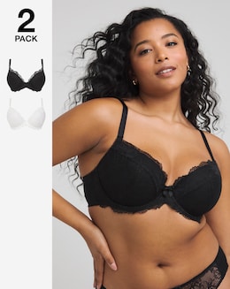 Pretty Secrets 2 Pack Ella Lace Padded Plunge Wired Bras