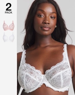 Pretty Secrets 2 Pack Ella Lace Full Cup Wired Bras B-J - Blush/White