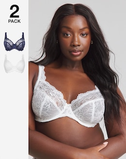 Pretty Secrets 2 Pack Ella Lace Full Cup Wired Bras B-K - Navy/White