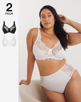 Pretty Secrets 2 Pack Ella Lace Non Wired Full Cup Bras