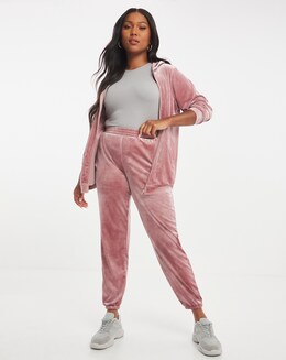 Dusky Pink Velour Cuffed Joggers
