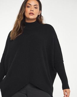 Cosy High Neck Chevron Ribbed Detail Jumper