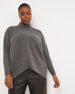 Cosy High Neck Chevron Ribbed Detail Jumper