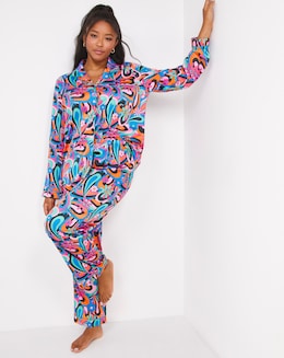 Exclusive To Us Chelsea Peers Woven Satin Paisley Print Long Pyjama Set