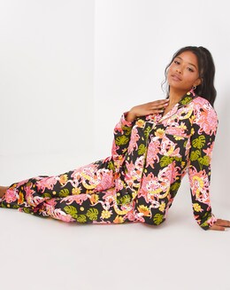 Chelsea Peers Woven Satin Snake Floral PJ Set