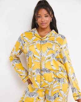 Exclusive To Us Chelsea Peers Woven Satin Zebra Print Long Pyjama Set