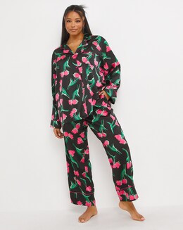 Nobodys Child Satin Revere Long Sleeve PJ Set