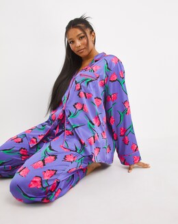 Nobodys Child Satin Revere Long Sleeve PJ Set