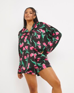 Nobodys Child Satin Revere Long Sleeve Shortie PJ Set