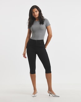 Black Stretch Denim Capri Jeans