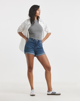 Mid Blue Authentic Denim Loose Mom Short