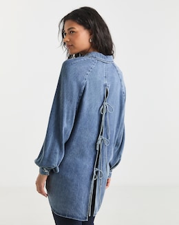 Light Wash Open Back Denim Shirt