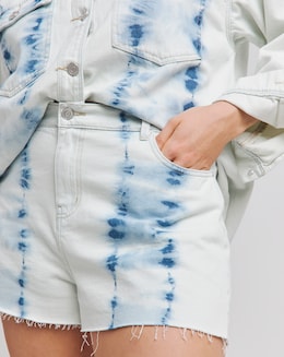 Bleach Wash Tie Dye Mom Short