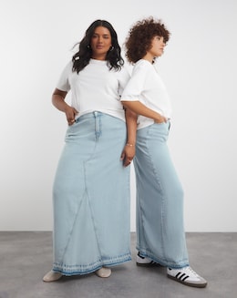 Light Wash Denim Lyocell Maxi Skirt