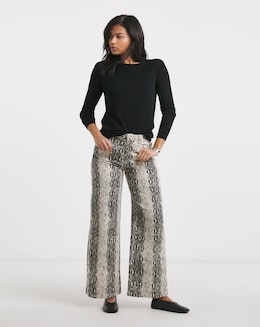 Off White Snake Print Wide Leg Jeans