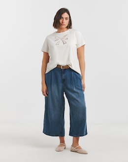 Indigo Crop Wide Leg Jeans with Tencel TM Lyocell