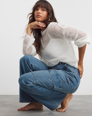 Mid Wash Straight Leg Utility Jeans - Image 7