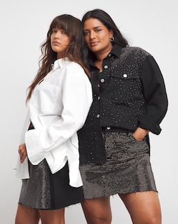 Black Embellished Mini Skirt