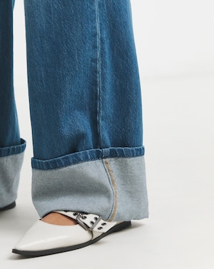 Simply Be Blue Turn Up Drape Jeans - Image 6