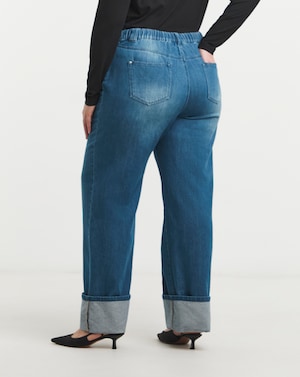 Simply Be Blue Turn Up Drape Jeans - Image 7