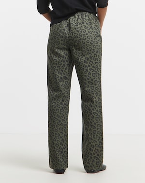 SBE Olive Leopard Straight Leg Jeans - Image 2