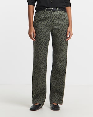 SBE Olive Leopard Straight Leg Jeans - Image 4