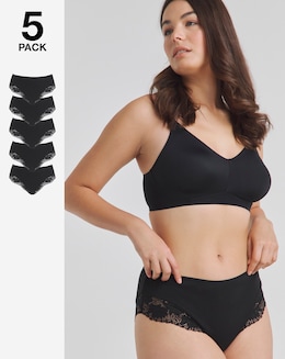 Pretty Secrets 5 Pack Midi Brazilian Knickers Black