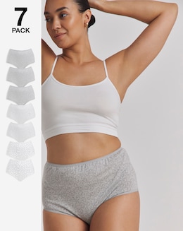 Pretty Secrets 7 Pack Cotton Full Fit Brief Knickers Heart Print