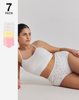 Pretty Secrets 7 Pack Cotton Full Fit Brief Knickers Ditsy Floral