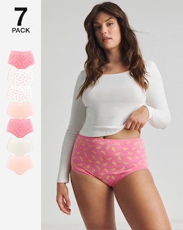 Pretty Secrets 7 Pack Cotton Full Fit Brief Knickers Fruit Print