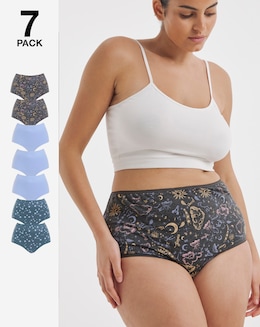 Pretty Secrets 7 Pack Full Fit Brief Knickers Star Print