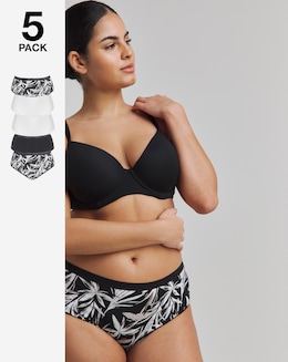 Pretty Secrets 5 Pack Micro Midi Brief Knickers Mono