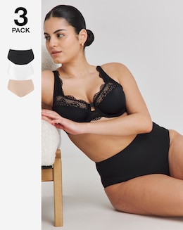MAGISCULPT Light Control (3 Pack) Lace Tummy Shaper Knickers Black/White/Almond
