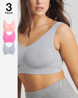 Pretty Secrets 3 Pack Plain Comfort Tops Pink/Grey
