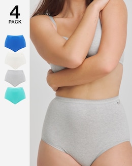 Slimma 4 Pack Cotton Full Brief Knickers - Blue Grey