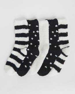 Pretty Secrets (5 Pair Pack) Fluffy Socks Spot/Stripe