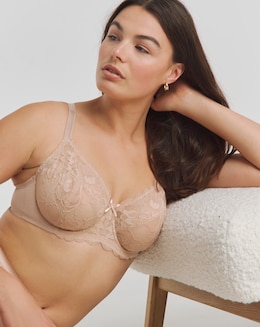 Pretty Secrets Ivy Lace Full Cup Wired Basic Bra B-G Almond