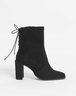 Amberg Lace Up Back Heeled Ankle Boots Wide Fit