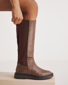 Barra Stretch Back Knee High Boots Wide Fit Standard Calf
