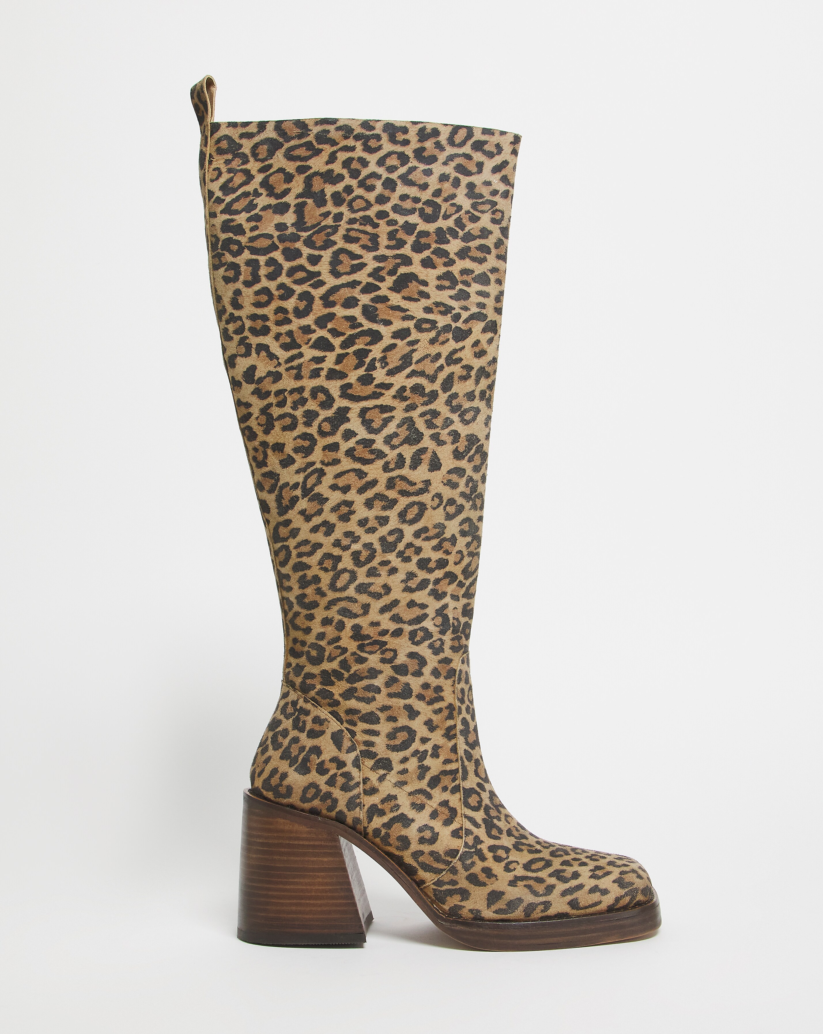 Cabra Leather Platform Knee High Boots Ex Wide Fit Standard Calf