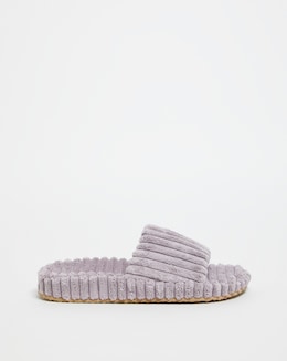 Cadiz Ribbed Towelling Slider Slippers Ex Wide Fit
