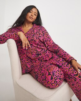 Chelsea Peers Jersey Hidden Leopard Print Long Pyjama Set