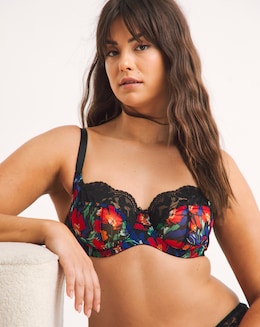 Panache Nina Balcony Wired Bra Black Floral
