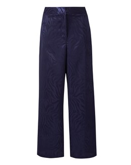 Navy Jacquard Zebra Wide Leg Trousers