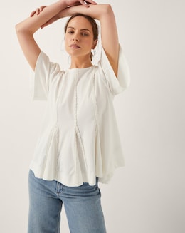 Monsoon Tate Lace Trim Jersey T-Shirt